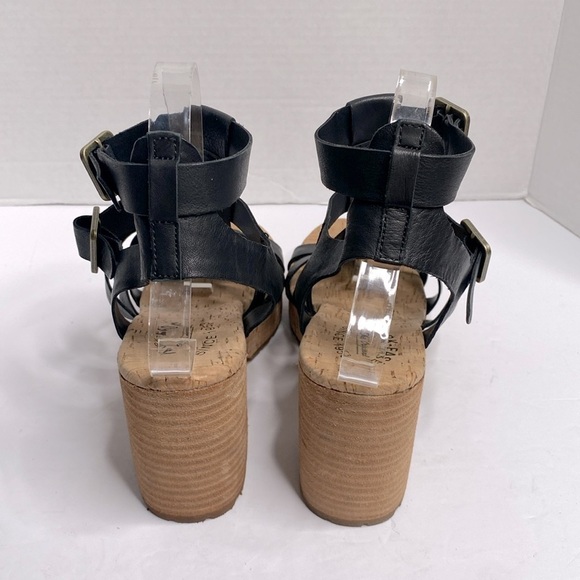 Kork Ease Camille Black Leather Wedge Slingback Heeled Sandals Size 9 - Picture 7 of 8